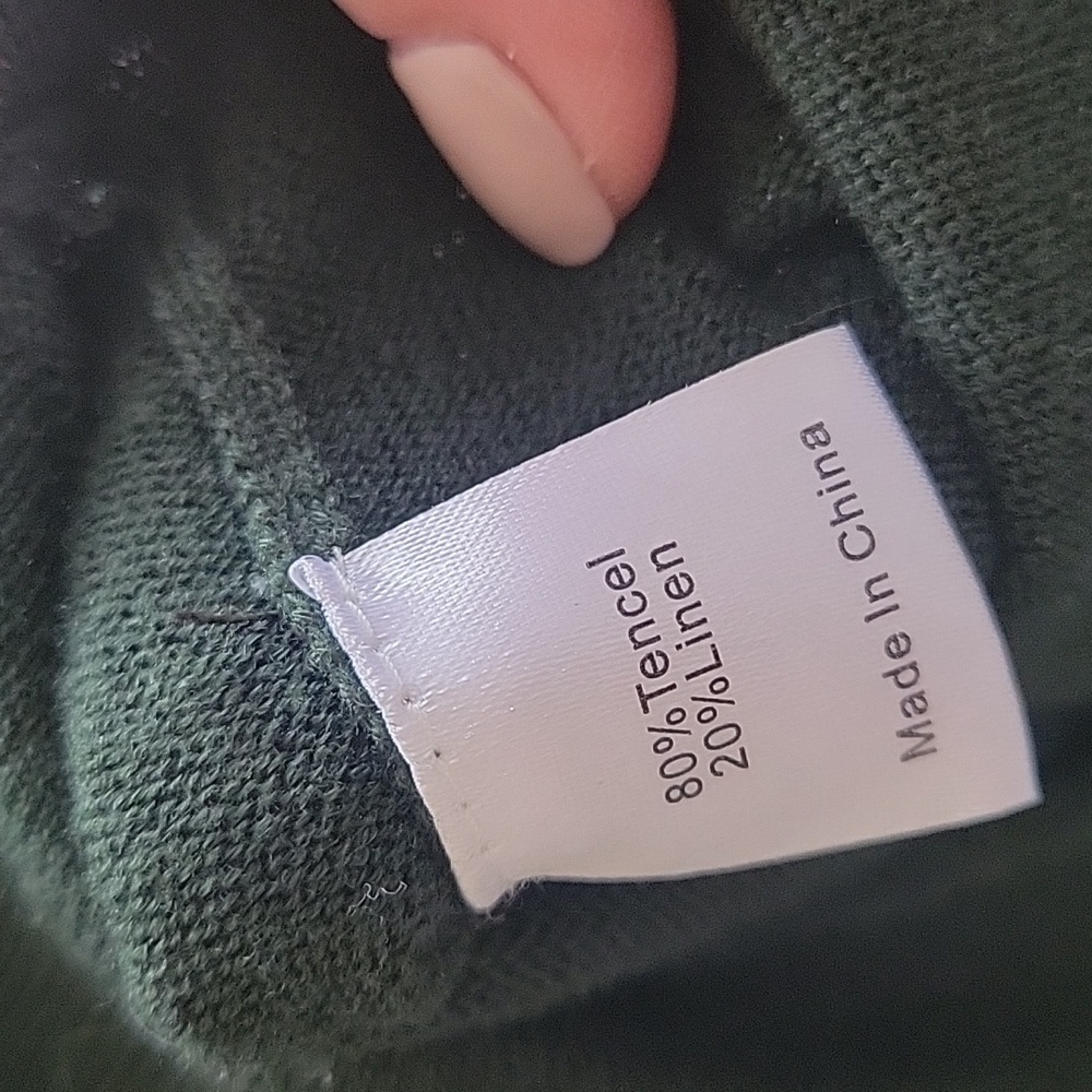 Tuckernuck Dark Green Clayton Knit Polo 3/4 Sleeves‎ Linen Women Sz M/L - Picture 15 of 16